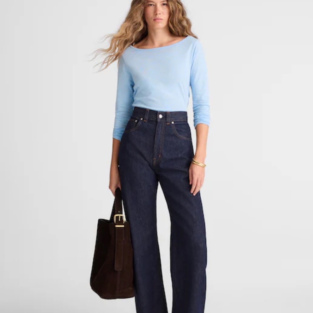 Madewell Ruched Crewneck Long-Sleeve Tee in Soft Slub